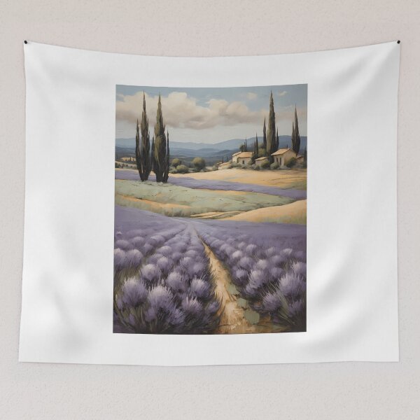 Item preview, The beautiful lavender fields in Provence, vintage oil painting designed and sold by CreativeSparkzz.