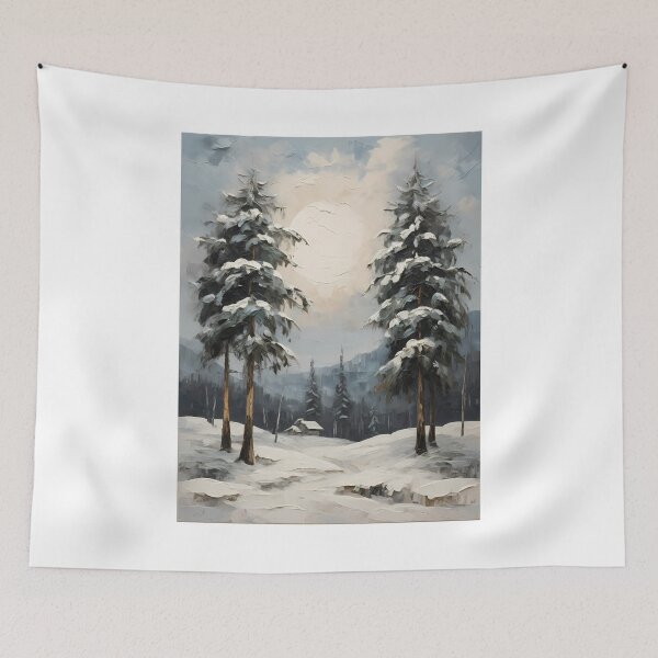 Item preview, A snowy landscape in the mountains, vintage oil painting designed and sold by CreativeSparkzz.