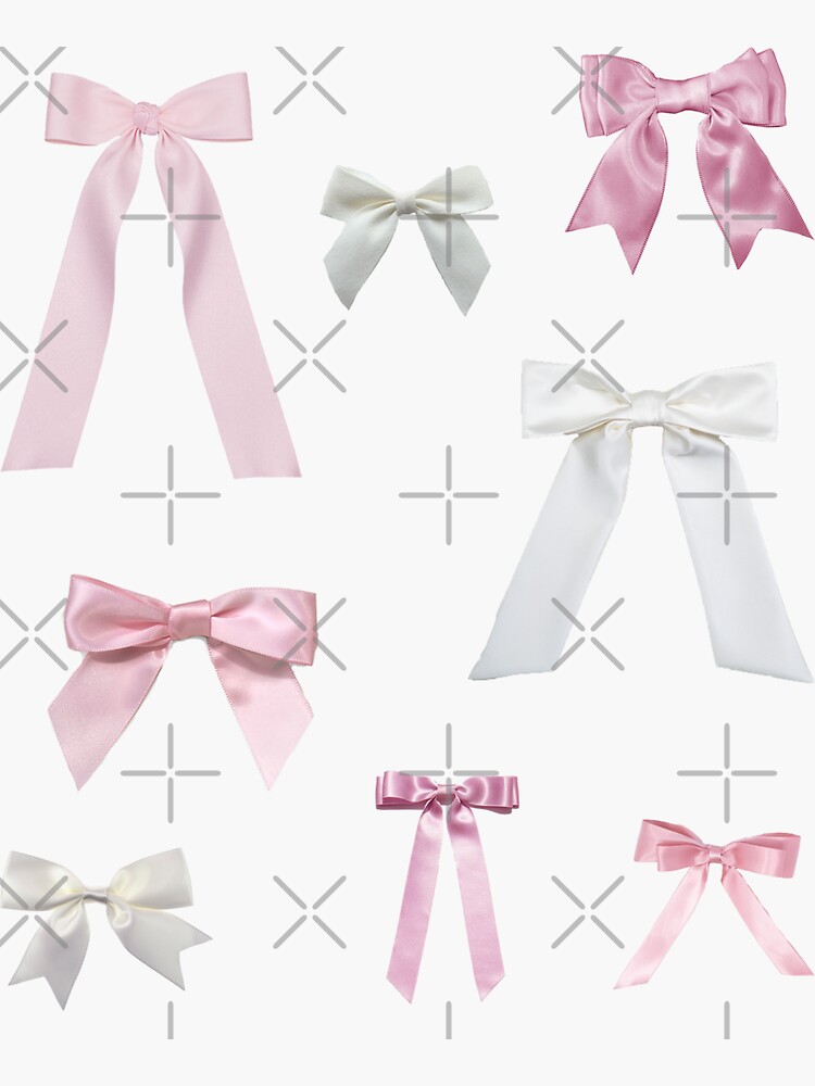 Thumbnail 3 of 3, Sticker, Pink and White Bows designed and sold by verycoolandnice.