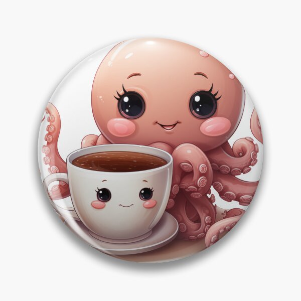 Item preview, Cute Funny Kawaii Coffee Cup Octopus designed and sold by JayCally.