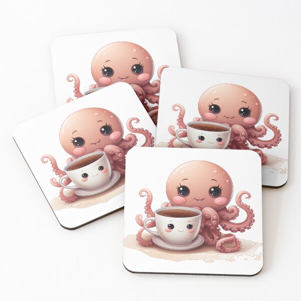 Item preview, Cute Funny Kawaii Coffee Cup Octopus designed and sold by JayCally.