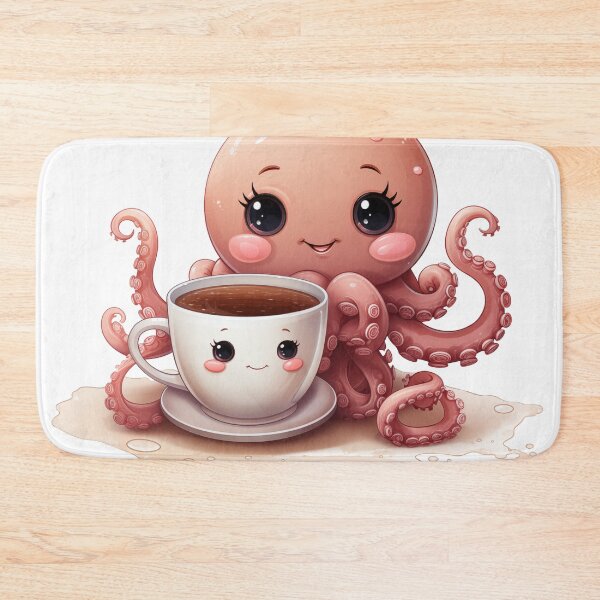 Item preview, Cute Funny Kawaii Coffee Cup Octopus designed and sold by JayCally.