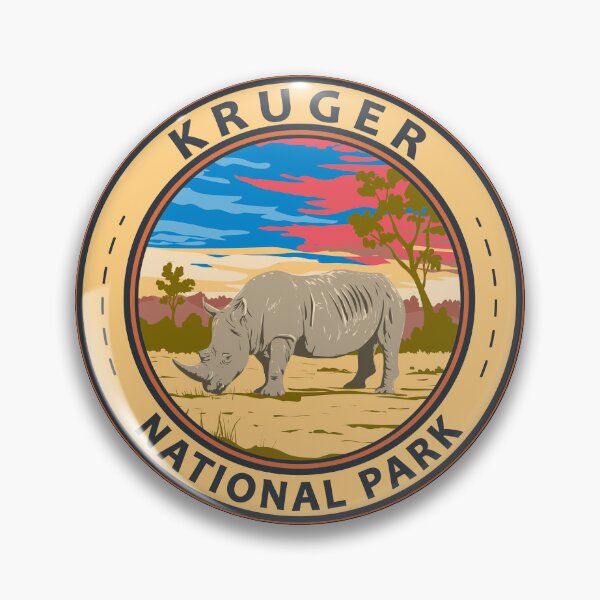 Item preview, Kruger National Park White Rhinoceros Travel Art Badge designed and sold by KrisSidDesigns.
