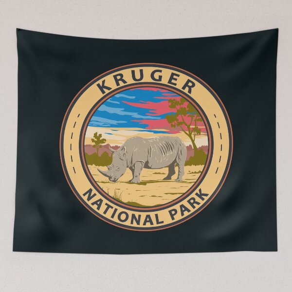 Item preview, Kruger National Park White Rhinoceros Travel Art Badge designed and sold by KrisSidDesigns.