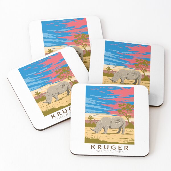Item preview, Kruger National Park White Rhinoceros Travel Art Vintage designed and sold by KrisSidDesigns.