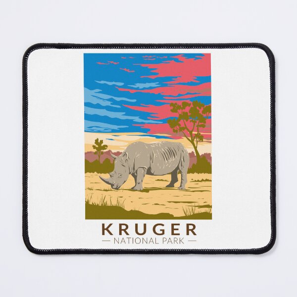 Item preview, Kruger National Park White Rhinoceros Travel Art Vintage designed and sold by KrisSidDesigns.