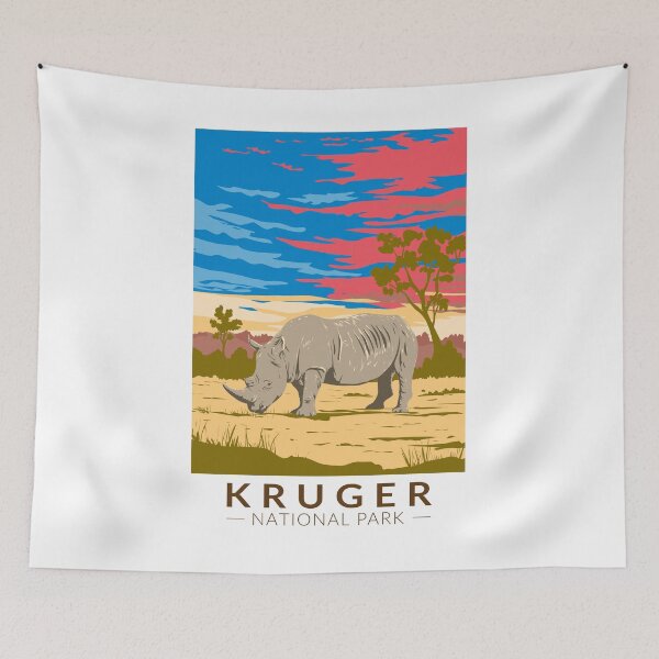 Item preview, Kruger National Park White Rhinoceros Travel Art Vintage designed and sold by KrisSidDesigns.