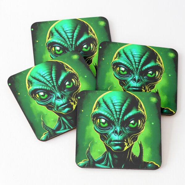 Item preview, Green Glowing 3D Alien with Big Head and Big Eyes designed and sold by DesignsGalore.