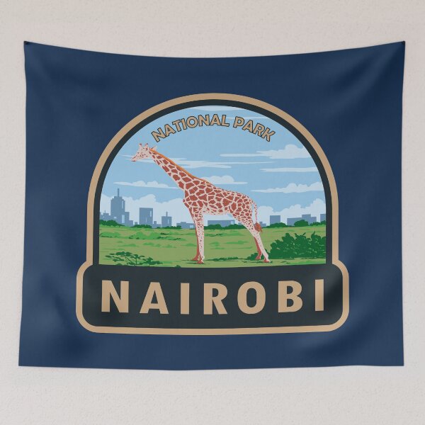 Item preview, Nairobi National Park Giraffe Travel Art designed and sold by KrisSidDesigns.