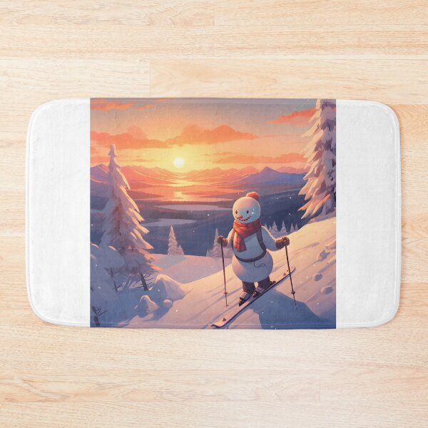 Item preview, Winter Sunset Skiing Adventure with Snowman designed and sold by Shirtastically.
