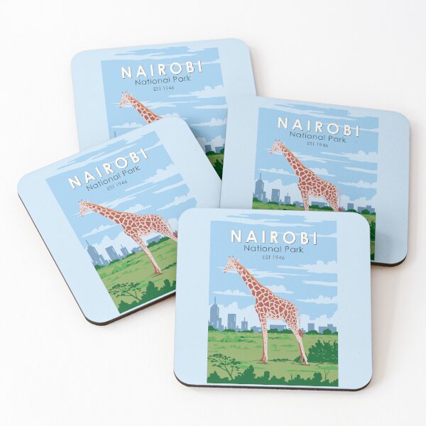 Item preview, Nairobi National Park Giraffe Travel Art Vintage designed and sold by KrisSidDesigns.