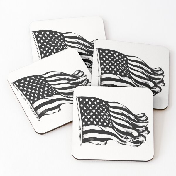 Item preview, Black and White Waving American Flag designed and sold by dcrc.