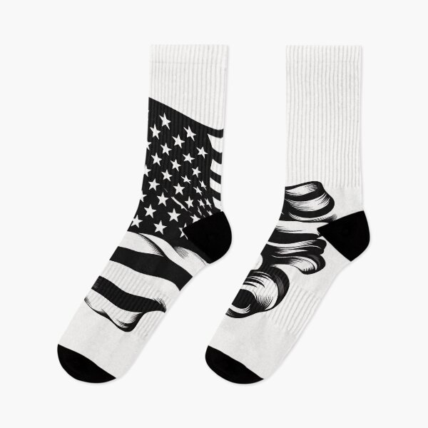 Item preview, Black and White Waving American Flag designed and sold by dcrc.