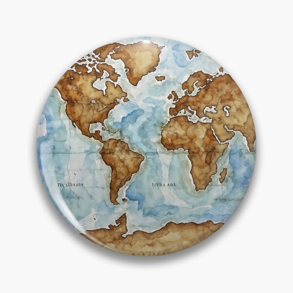 Item preview, Aquarelle Earth - Watercolor Map in Gentle Tones designed and sold by LumberEchoArts.
