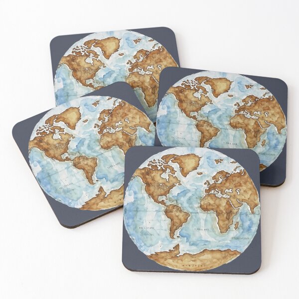 Item preview, Aquarelle Earth - Watercolor Map in Gentle Tones designed and sold by LumberEchoArts.