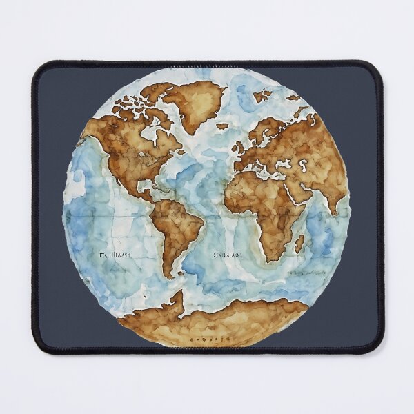 Item preview, Aquarelle Earth - Watercolor Map in Gentle Tones designed and sold by LumberEchoArts.