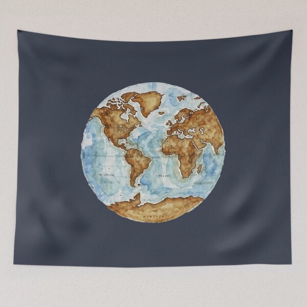 Item preview, Aquarelle Earth - Watercolor Map in Gentle Tones designed and sold by LumberEchoArts.