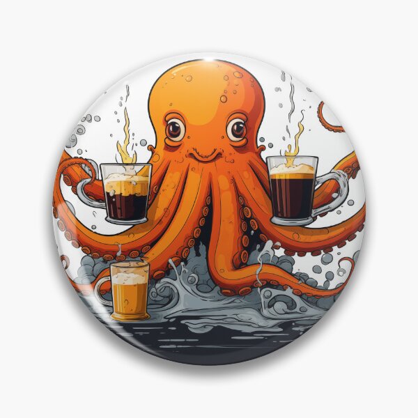 Item preview, Cute Funny Orange Cartoon Retro Coffee Octopus designed and sold by JayCally.