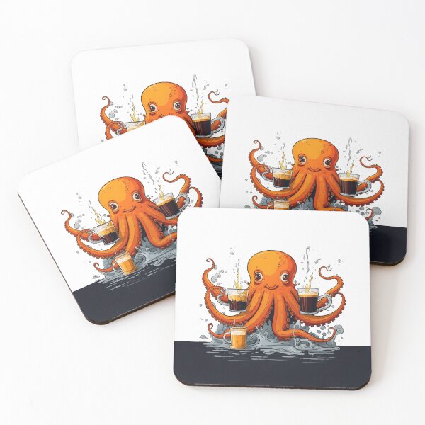 Item preview, Cute Funny Orange Cartoon Retro Coffee Octopus designed and sold by JayCally.