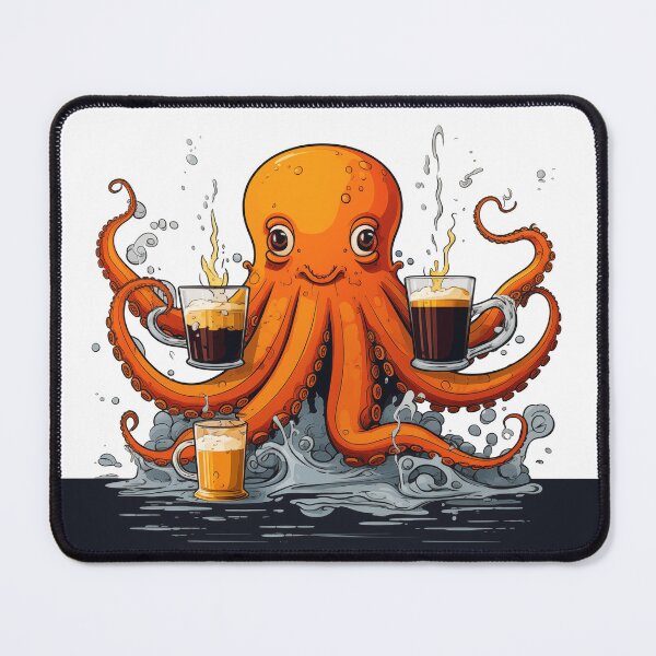 Item preview, Cute Funny Orange Cartoon Retro Coffee Octopus designed and sold by JayCally.