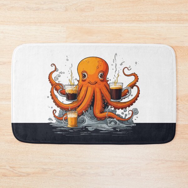 Item preview, Cute Funny Orange Cartoon Retro Coffee Octopus designed and sold by JayCally.