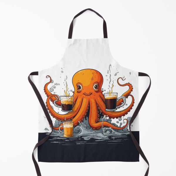 Item preview, Cute Funny Orange Cartoon Retro Coffee Octopus designed and sold by JayCally.