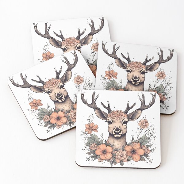 Item preview, Deer with light pink flowers designed and sold by Silviotas.