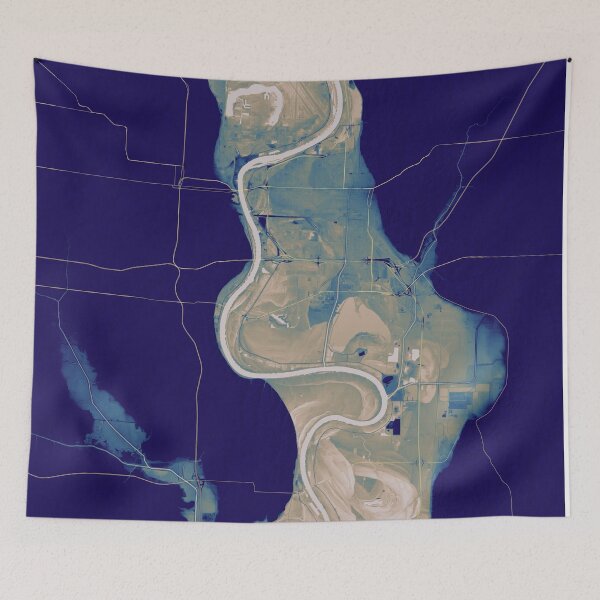 Item preview, Missouri River dividing Nebraska and Iowa, in desert rain designed and sold by DreamingBeetle.