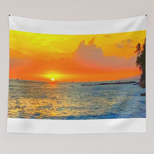 Item preview, Sunset over Ft. DeRussey Jetty and Ala Wai Harbor area designed and sold by R-F-B.