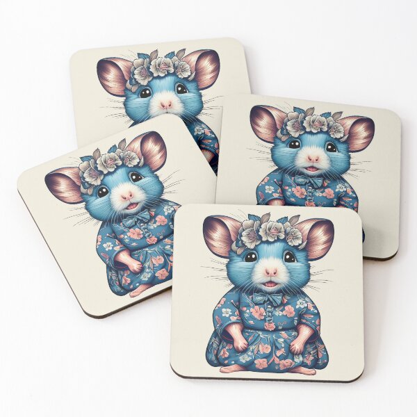 Item preview, Blue Retro Floral Hamster designed and sold by Firas Aljazzar.