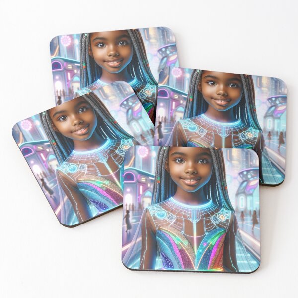 Item preview, Futuristic Portrait African American Girl In A Pretty Dress designed and sold by mymagicstoreus.