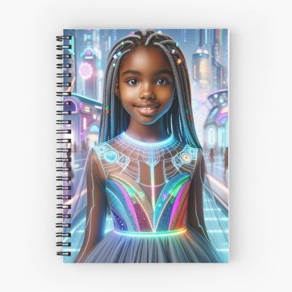 Item preview, Futuristic Portrait African American Girl In A Pretty Dress designed and sold by mymagicstoreus.
