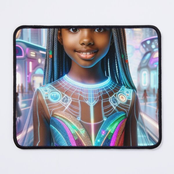 Item preview, Futuristic Portrait African American Girl In A Pretty Dress designed and sold by mymagicstoreus.