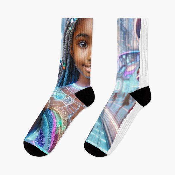 Item preview, Futuristic Portrait African American Girl In A Pretty Dress designed and sold by mymagicstoreus.