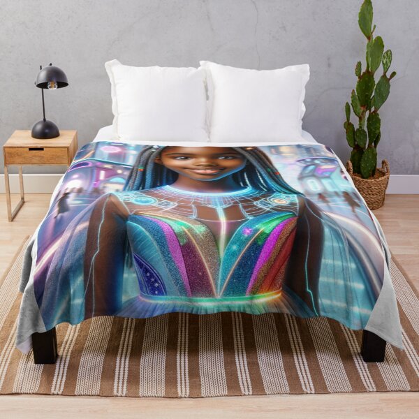 Item preview, Futuristic Portrait African American Girl In A Pretty Dress designed and sold by mymagicstoreus.