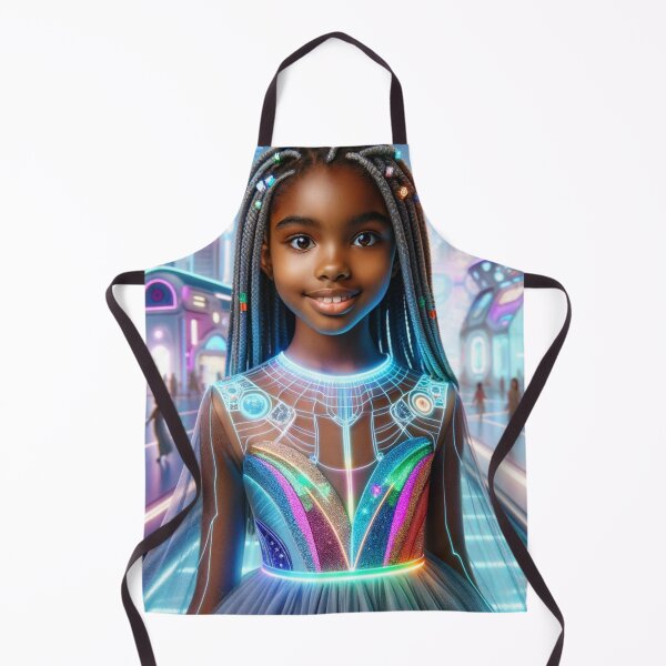 Item preview, Futuristic Portrait African American Girl In A Pretty Dress designed and sold by mymagicstoreus.