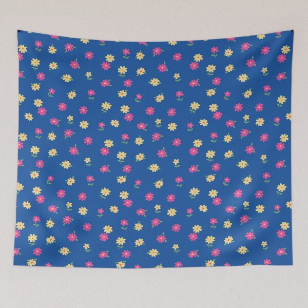 Item preview, MINI SMALL TROPICAL Y2K BLUE PINK YELLOW FLOWERS designed and sold by blomastudios.