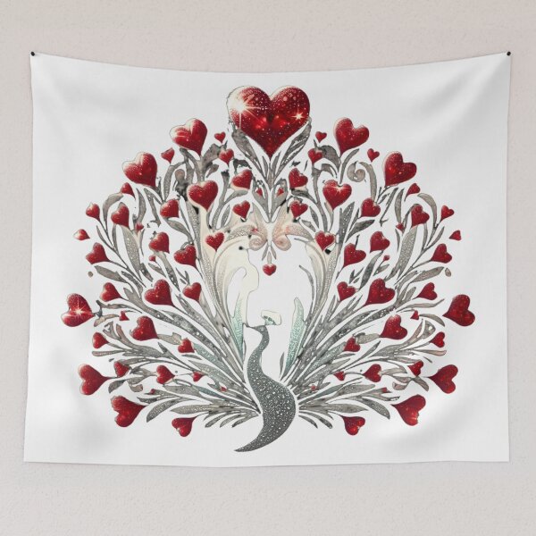 Item preview, Diamonds of Love: Enchanting Valentine's Peacock designed and sold by AI-Only Creations.