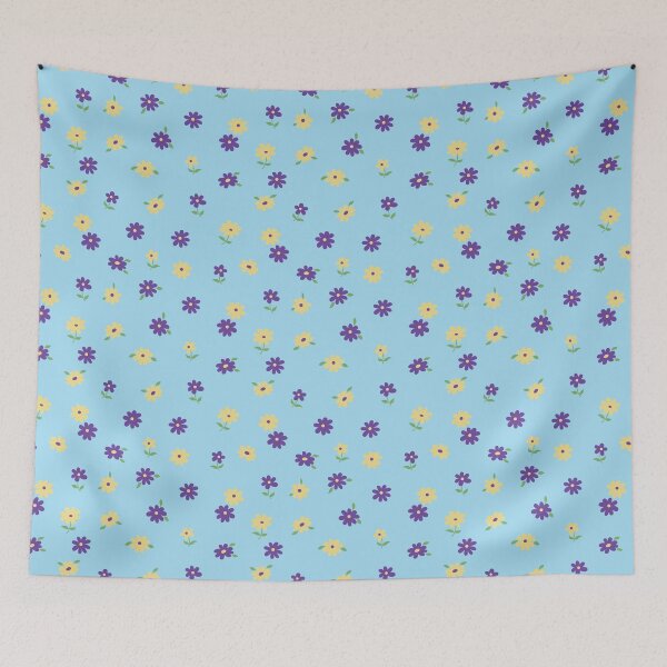 Item preview, MINI SMALL TROPICAL Y2K PASTEL BLUE PURPLE YELLOW FLOWERS designed and sold by blomastudios.