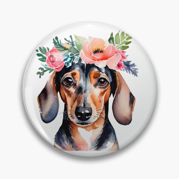 Item preview, Dachshund wearing flower crown designed and sold by SunMoonMarket.