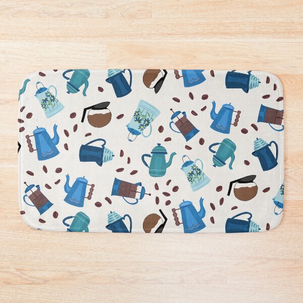 Item preview, Blue Coffee Kettles and Espresso Beans - tossed designed and sold by Ingrid Poole.