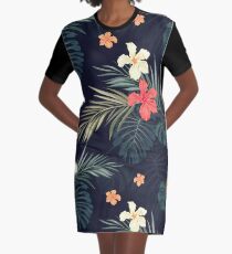 Dark tropical flowers Graphic T-Shirt Dress