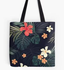 Dark tropical flowers Tote Bag