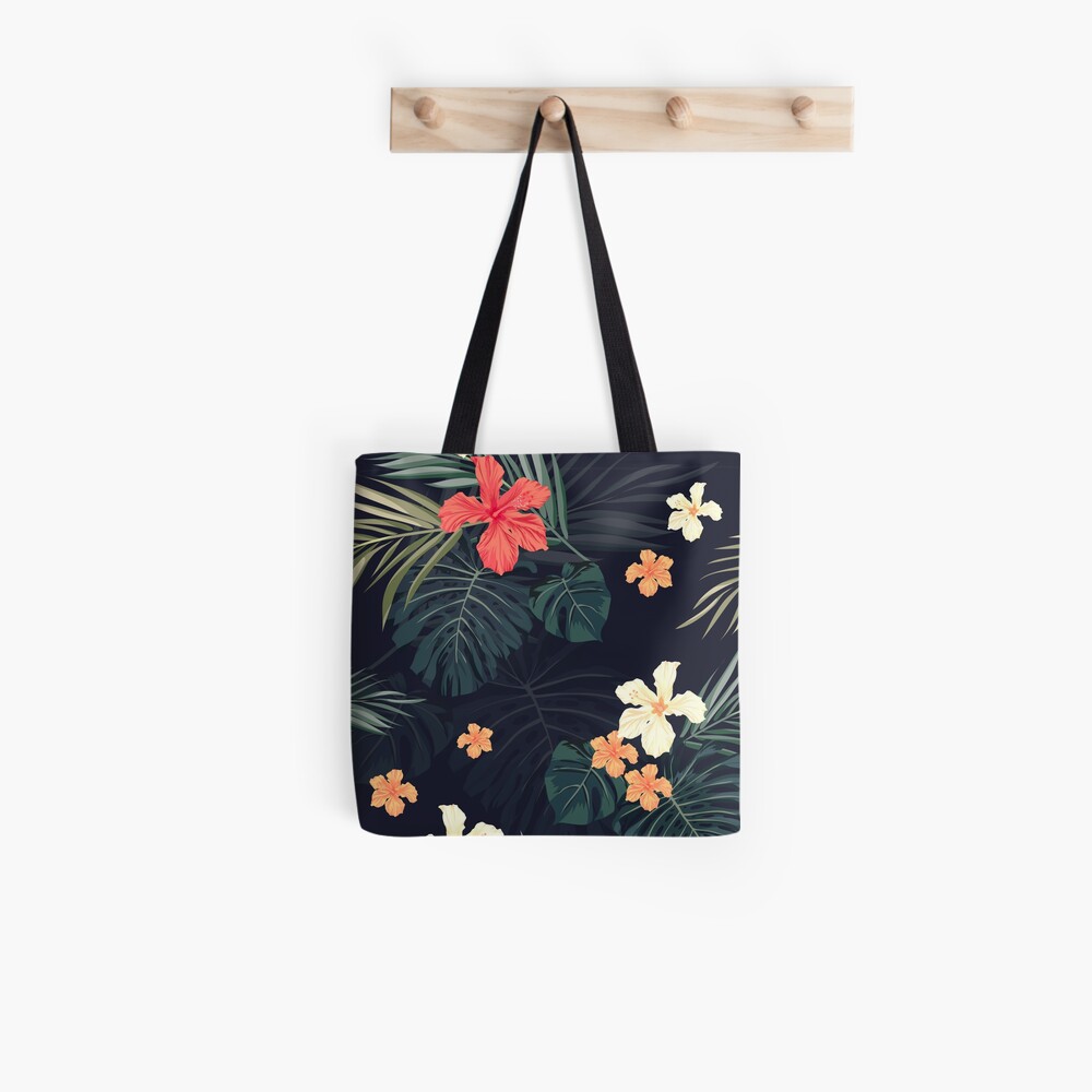 Dark tropical flowers Tote Bag