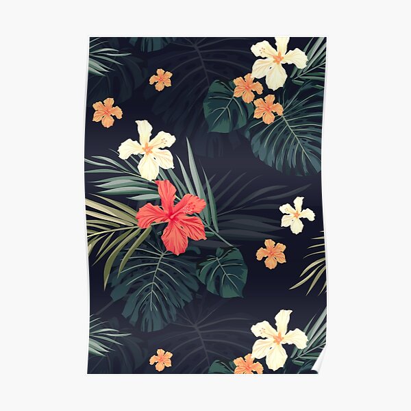Dunkle tropische Blumen Poster