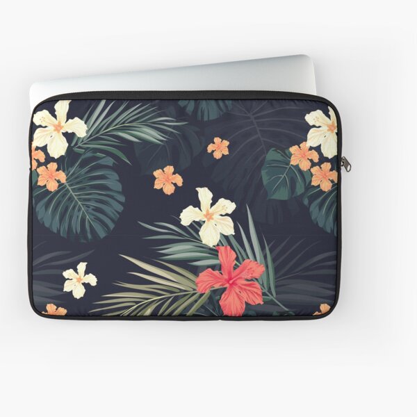 Dark tropical flowers Laptop Sleeve