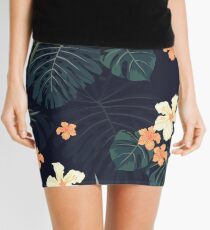 Dark tropical flowers Mini Skirt
