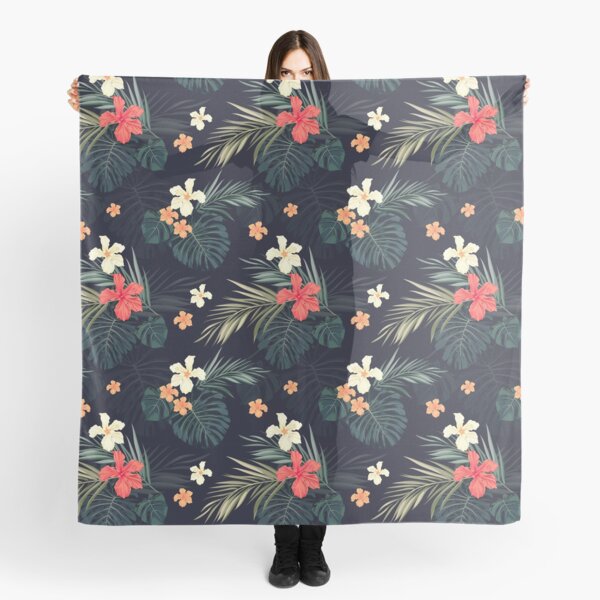 Dark tropical flowers Scarf