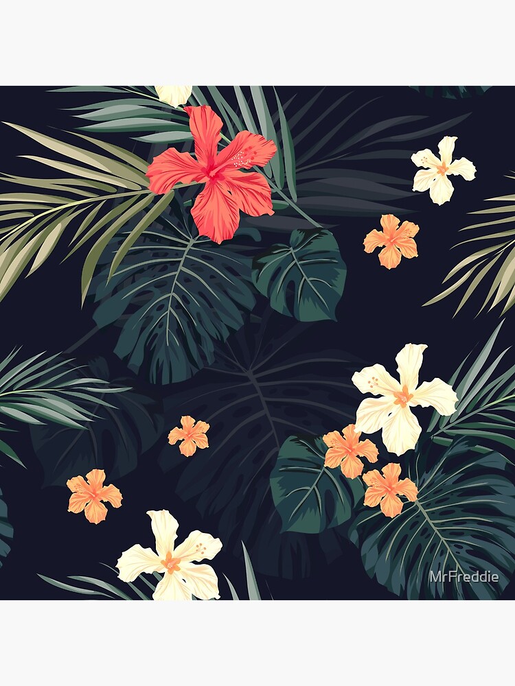 Imagen 4 de 4, Reloj con la obra Flores tropicales oscuras, diseñada y vendida por MrFreddie.