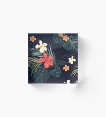Dark tropical flowers Acrylic Block